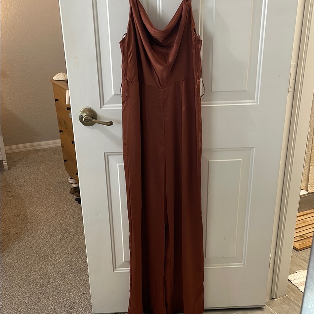 Elegant Brown/Rust Sleeveless Jumpsuit